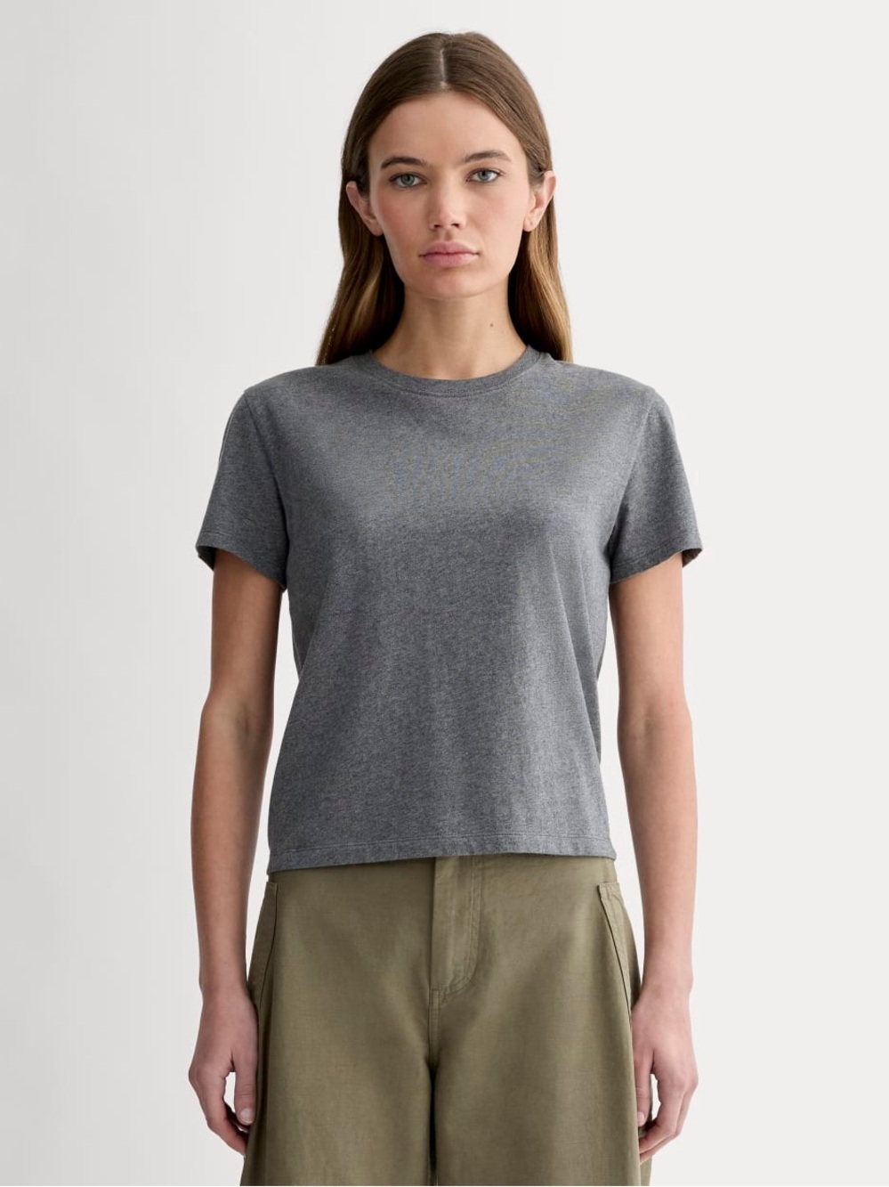 Everlane The Box-Cut Tee Essential Cotton Heathered Charcoal Size M NWOT